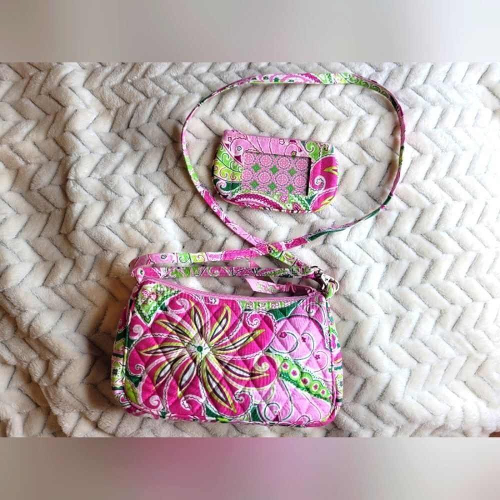 Vera Bradley Purse & Wallet, Pink & Green - Picture 2 of 2